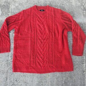 Ellos Ladies Sweater Cable Tunic Wool Blend Pull over Sweater Size 2X 26-28